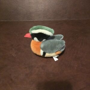 Plush Duck Toy with Green and Orange Accents